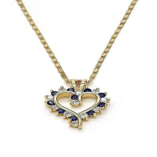 Collar Corazón Micro Pavé Zafiro Azul Relleno Oro 18k Foto 1 de 2
