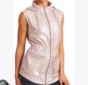 Athleta Laufweste mit Kapuze Damen XS Rosa Schimmer Inspire Leicht Neu ohne Etikett - Bild 1 von 16