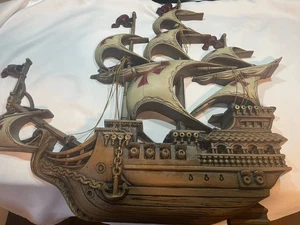 Vintage Burwood Pirate Ship Nautical Spanish Galleon Wall Art - Picture 1 of 7