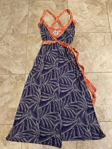 Diane Von Furstenberg Vintage Samson Silk Wrap Dress Red Blue sz 0 Sleeveless - Picture 1 of 5
