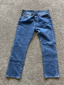 Levis 501 Jeans Mens 34x29 (fits 34x27) Blue Button Fly Straight Leg 00501-0193 - Picture 1 of 7