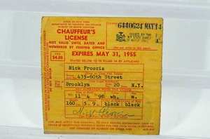 1955 State of New York CHAUFFEUR LICENSE 4" x 4" ORIGINAL OOAK Paper Ephemera - Picture 1 of 3