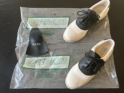 Винтажные мужские туфли для гольфа Green-Joy Foot-Joy со стальными шипами размер 7,5 с оригинальной сумкой - Изображение 1 из 4
