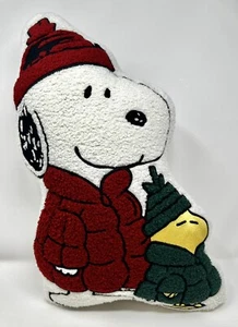 Peanuts Snoopy & Woodstock In Puffy Coats Pillow Sherpa Christmas Decor 17 x 20 - Picture 1 of 7