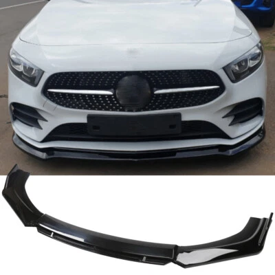 For Mercedes-Benz Front Bumper Lip Spoiler Splitter Body Kit Glossy Black 3PCS - Image 1 of 4