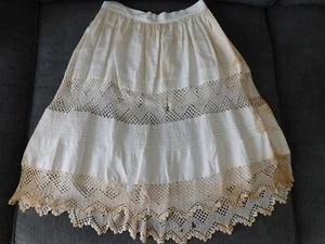Vintage Edwardian Childs Petticoat of Cotton Muslin and Crocheted Lace - Picture 1 of 21