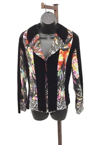 Alberto Makati Women 2 Piece Jacket Set, Black Velvet w Multi Color Floral Print - Picture 1 of 7