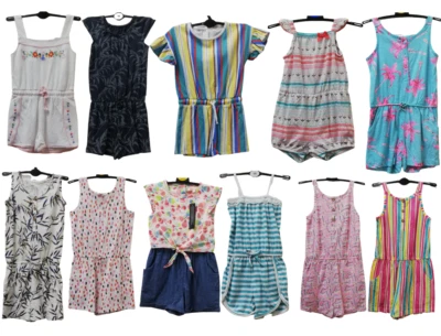 EX CHAIN STORE MÄDCHEN JESRSEY BAUMWOLLE SPIELANZUG JUMPSUIT OUTFIT UK GRÖSSEN 3 - 8 JAHRE