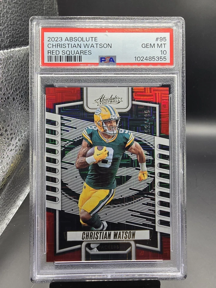 Christian Watson 2023 Absolute #95 Red Squares /499 Green Bay Packers PSA 10 - Image 1 of 3