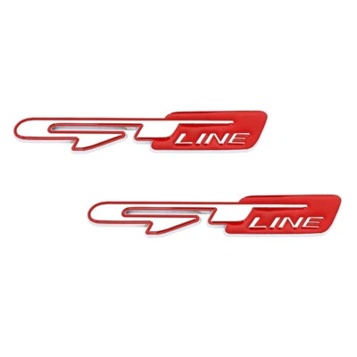 2x Chrome Red GT Line Car L&R Fender Door Emblems for Stinger Optima Soul Forte - Image 1 of 3
