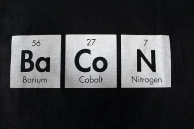 BaCoN periodic table sarcastic humor novelty graphic funny tee t-shirt boy girl - Image 1 of 4