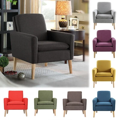 Sofá individual acento tapizado de tela sillas sillón muebles para sala de estar Foto 1 de 4