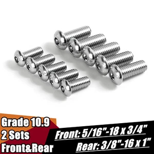 Front 5/16"-18x3/4" Rear 3/8"-16x1" Rotor Bolts for Harley Heritage Softail Dyna - Picture 1 of 11