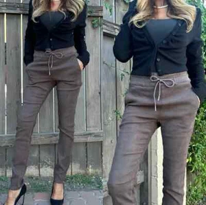 Bevy Flog Shely Velcet Corduroy Pants In Brown Gary Women's Size 29 - Picture 1 of 8