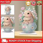 Special Shaped Desktop Diamond Art Kits Acrylic Rabbit in Cup for Office Decor