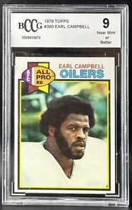 1979 Topps Earl Campbell #390 Rookie Card BGS BCCG 9 Near Mint + HOF - Bild 1 von 2