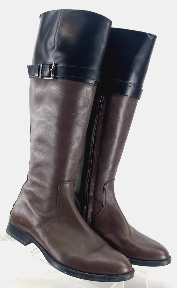 Tods Leather Brown Tall Knee High Buckle Zip Pull-On Boots Girls US 3 EU 34.5 - Image 1 of 4