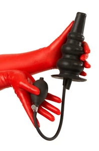 Latex AUFBLASBARE ENEMA GLÜHBIRNE GERIPPT / SCHWARZ / KOLONISCHE BEWÄSSERUNG / Made in UK RRE - Bild 1 von 1