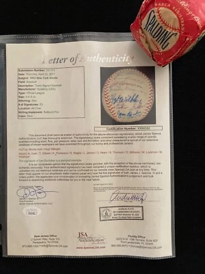 1953 NEW YORK GIANTS TEAM SIGNED BASEBALL WITH HOF's -  H. WILHELM and M.IRVIN - Image 1 of 4