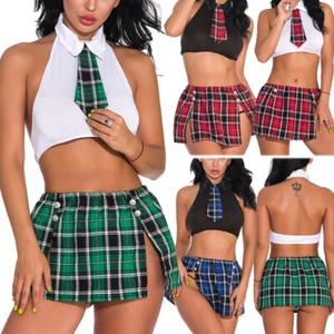 Women School Girl Sexy Lingerie Cosplay Set Student Costume Skirt Outfit Uniform - Picture 1 of 14