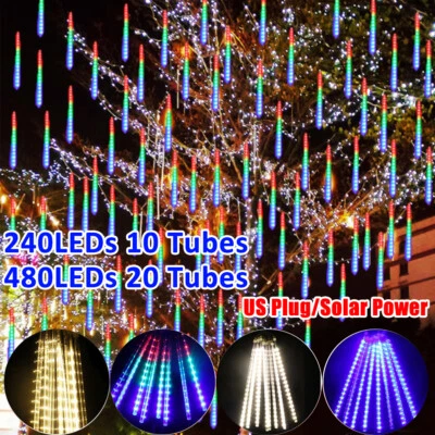 240 360 LED Meteor Shower Lights Fairy String Light Falling Rain Tree Xmas Decor - Image 1 of 4