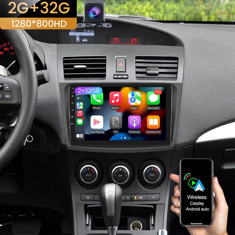 For Mazda 3 2010 2011 2012 2013 Car Stereo Android 12 9" IPS GPS RDS Radio + CAM Foto 1 de 4