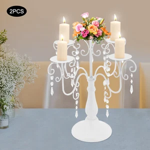 2Pcs 5-Arm Vintage Candle Holders Elegant Decors For Celebration Party Wedding - Picture 1 of 13