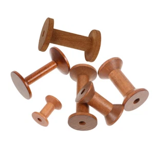 6 Pcs Vintage Wooden Spool Yarn Embroidery Bobbins Knitting Thread Spools - Picture 1 of 12