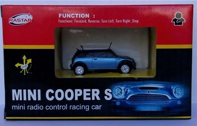 Rastar  Radio Control Racing Car  Mini Cooper S  1:58  Blue  Mint in Box - Image 1 of 3