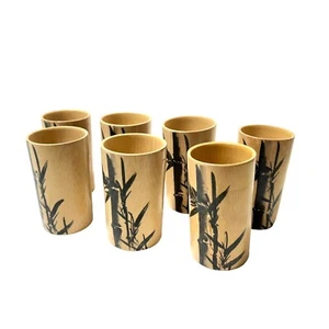 Vintage 7er Set echte Bambus Trinkgläser - ein Hauch von japanischem Charm Dekor - Bild 1 von 8