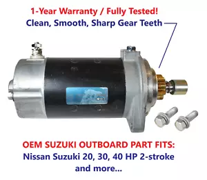 OEM 12v Suzuki Outboard STARTER DT20 DT30 DT40 2-STROKE 30 HP S108-120 S108-112 - Foto 1 di 3