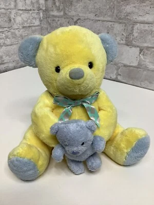 Carters Yellow Blue Baby Bear Plush 8" Mini Bear Musical Lullaby Stuffed Animal - Image 1 of 4