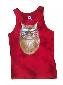 Occhiali da sole ibridi T-shirt gatto patriottico USA rosso canotta piccola 34-36 tie-dye - Foto 1 di 6