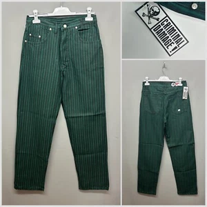 NUOVO Criminal Damage pantalone jeans uomo verde gessato vita 30 pollici puro cotone - Foto 1 di 10