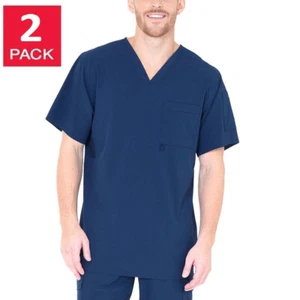 BT Supply Co Mens 2 Pack V-Neck Scrub Shirt Stretch Quick Dry (Blue, XXL) NWT - Picture 1 of 4