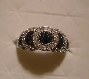 Blue & White Diamond Cocktail Sz.9 52 diamonds .55tcw MSRP$1340 - Picture 1 of 7