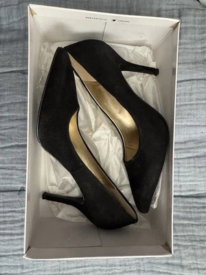 НОВЫЙ В КОРОБКЕ ДЕВЯТЬ WEST ЧЕРНАЯ ЗАМША КАБЛУКИ ТУФЛИ НА ШПИЛЬКЕ 8 М $109 - Изображение 1 из 4