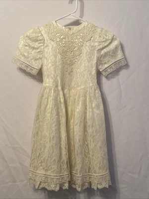 Vestido vintage para niña Jessica McClintock Gunne Sax fiesta cabaña núcleo encaje Foto 1 de 4