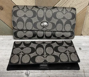 Cartera Coach Peyton negra y gris con soporte para chequera *LEER* - Imagen 1 de 24