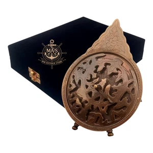 Messing Astrolabium Arabischer Kalender Schreibtisch Globus mit Ständer Maritim mit Box Wohndeko - Bild 1 von 9