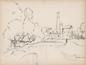 Harry Walter Yorke Pencil Drawing - Plaster Works Thrumpton Nottinghamshire 1921 - Picture 1 of 3
