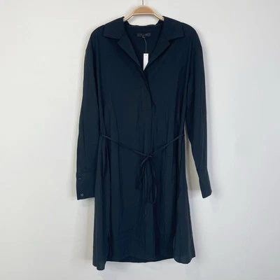 Madewell 皮带迷你衬衫裙黑色中号 NS771 极简主义休闲胶囊 — 第 1/4 张图片