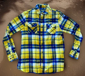 ANGRY MINNOW Herren Gr. Medium Flanellhemd *gelb blau weiß* - Bild 1 von 4