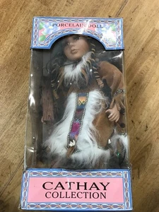 Vintage Leonardo Collection Porcelain Native American Indian Doll 20" Boxed - Picture 1 of 5
