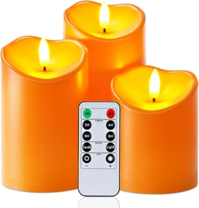 Halloween orange flammenlose Kerzen, Herbstkerzen, Outdoor wasserdicht flackernd - Bild 1 von 12