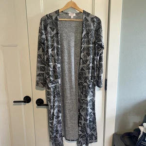 Chaqueta Cárdigan LULAROE Pequeña Sarah Top Gris Negro Brillante Manga Larga - Imagen 1 de 5