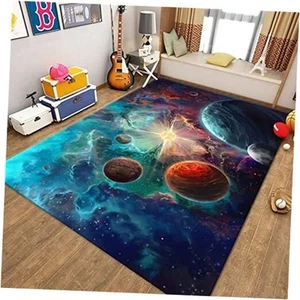 Large Washable Rugs for Boys Room Outer Space Planet Print Floor 5'x8' Style U - Picture 1 of 8