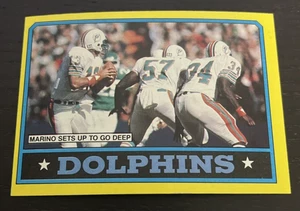 1986 Topps - Team Leaders - Marino Sets Up To Go Deep - #44 - Miami Dolphins - Picture 1 of 2
