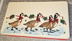 Lata de gansos navideños vintage y servilletas de 16 lg prensa de popurrí retro Gen X - Imagen 1 de 6