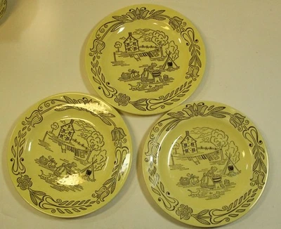 Vtg Lot of 3 "Bucks County" 7 ¼” Salad Plates (Royal China ~ Sebring, Ohio) VGUC - Image 1 of 4